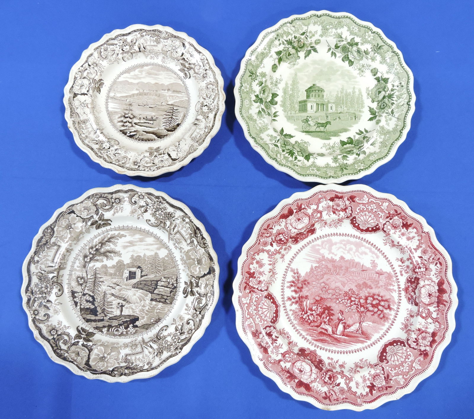 Historical transferware lot of 4 plates: (1 of 1)