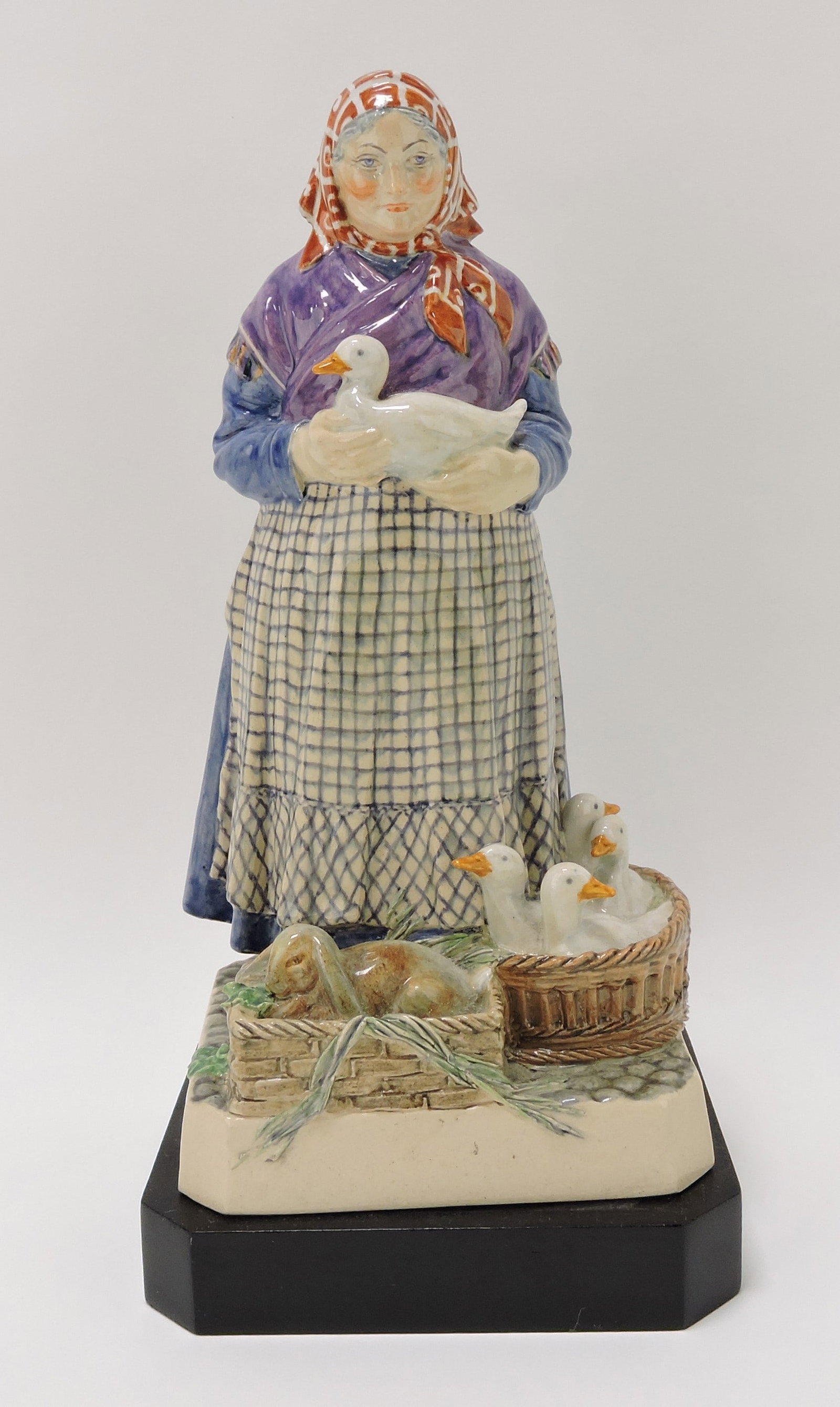 Charles Vyse 'Market Day' figure of: lady with rabbit and ducks, 11", Whitley Collection