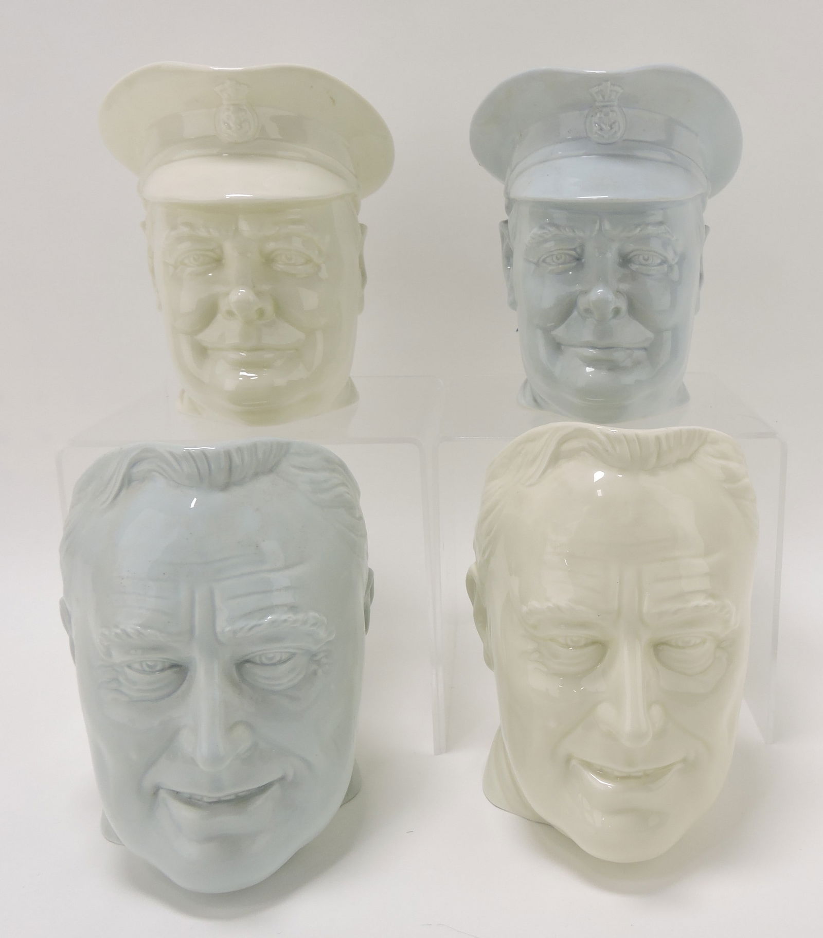 Minton lot of 4 character jugs,: 2 - Churchill, 2 - FDR