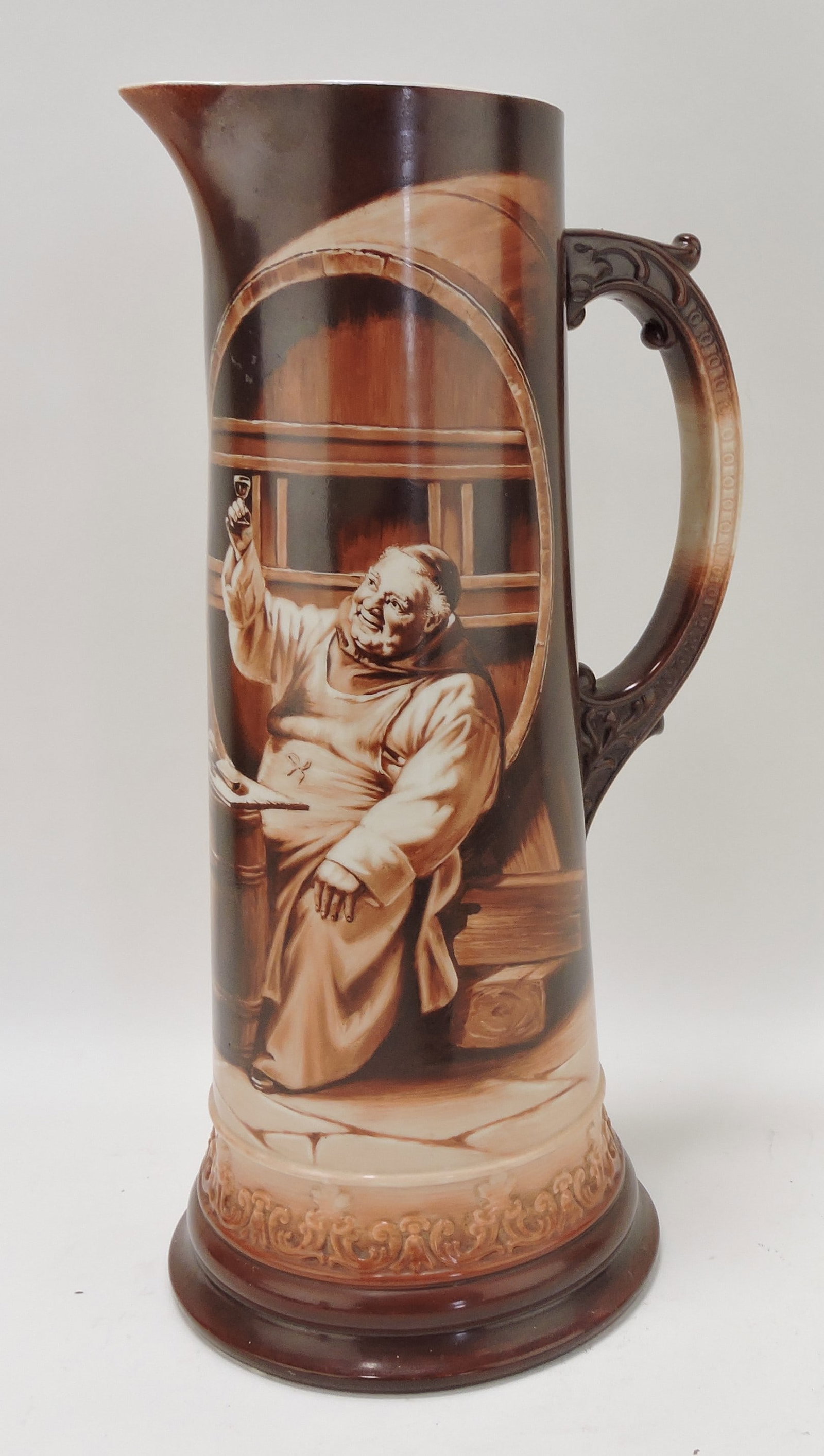 Lenox porcelain tankard with monk,: 14 1/2"