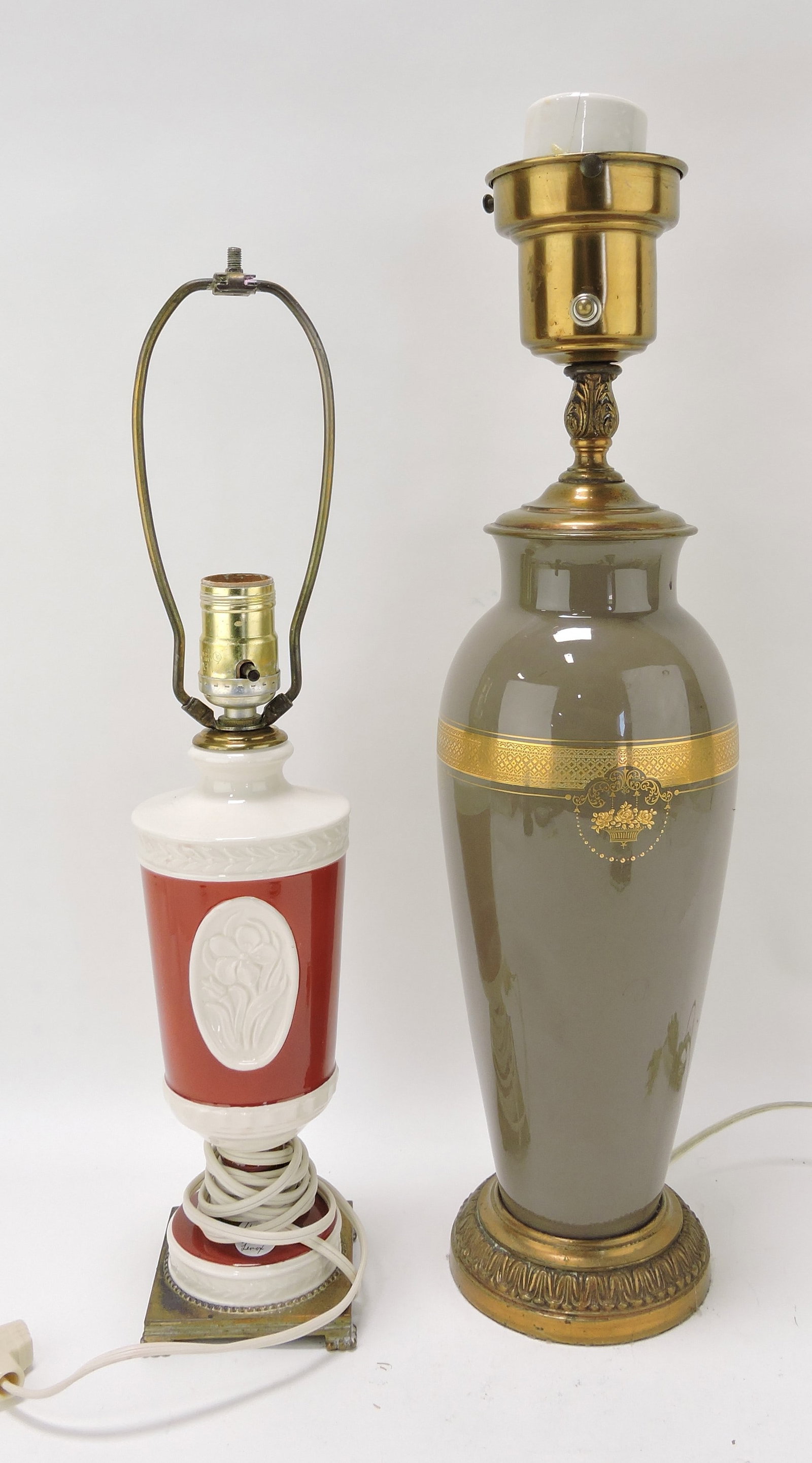 Lenox porcelain lot of 2 table lamps: .