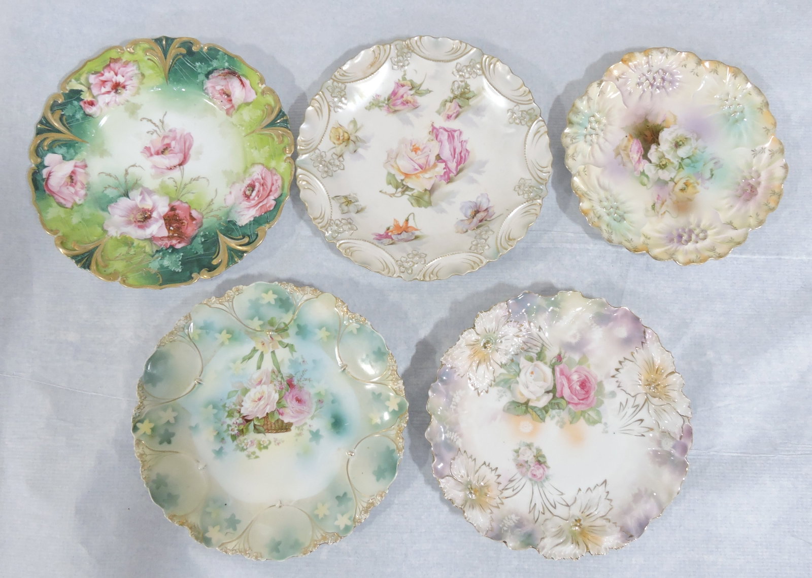 RS Prussia lot of 5 plates, 7 1/2 to: 8 1/2"
