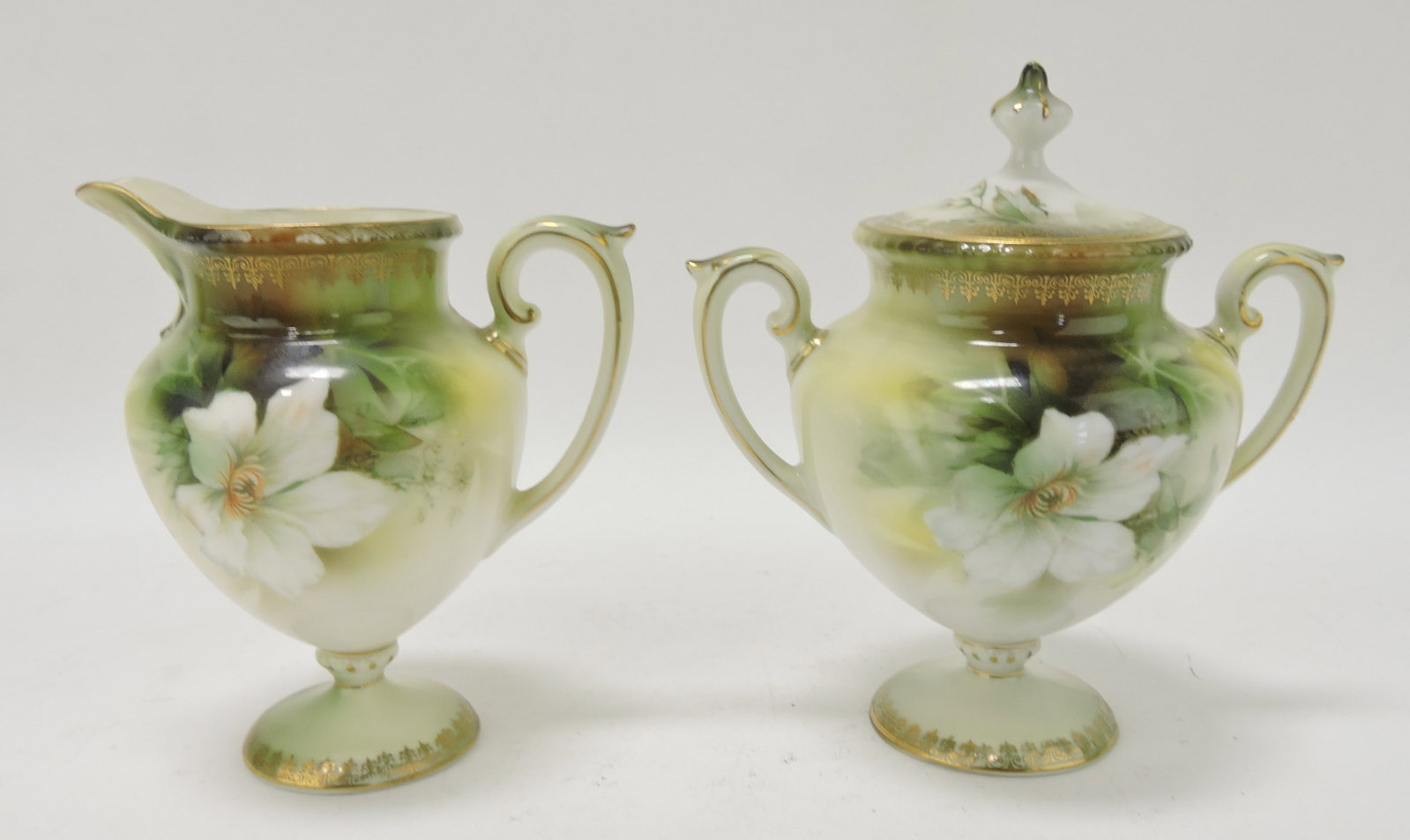 RS Prussia pedestal cream & sugar: .