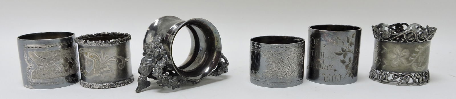 Silverplate lot of 6 napkin rings (1 of 1)