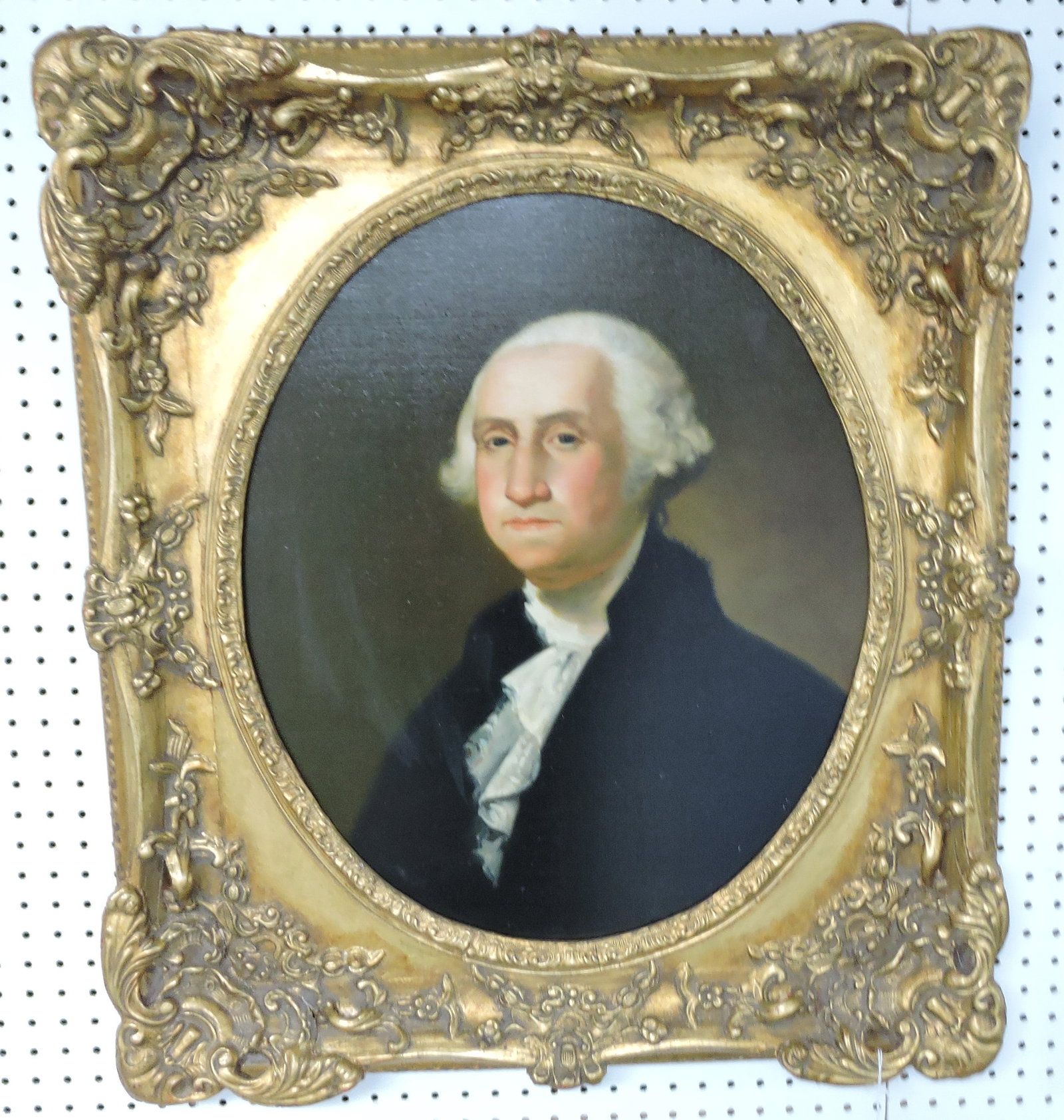 Painting of George Washington in gilt: frame, 32"x28", oval 23" x 19", age unknown