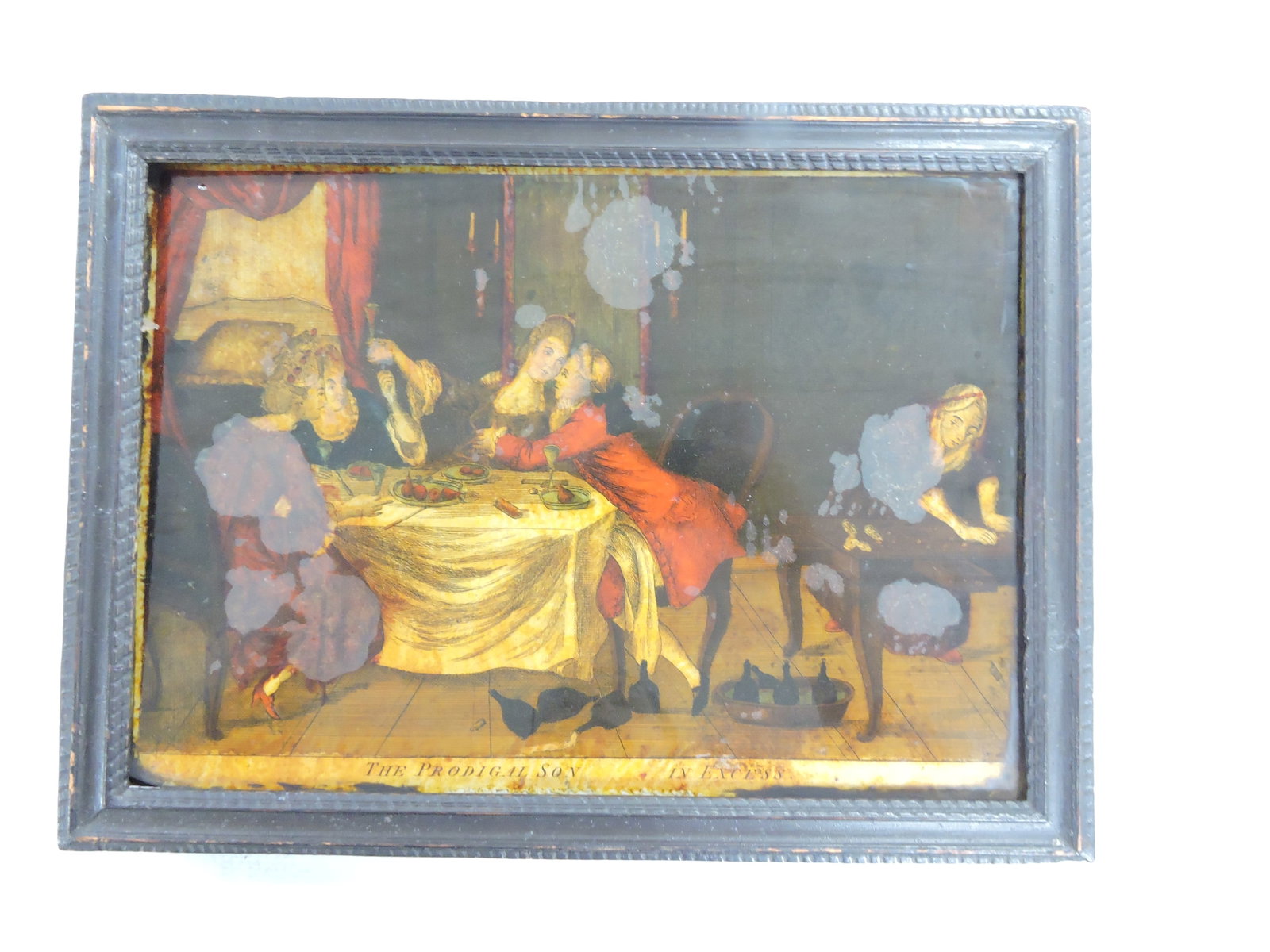 Early reverse picture on glass,: 'The Prodigal Son', 11 1/2" x 15 1/2"