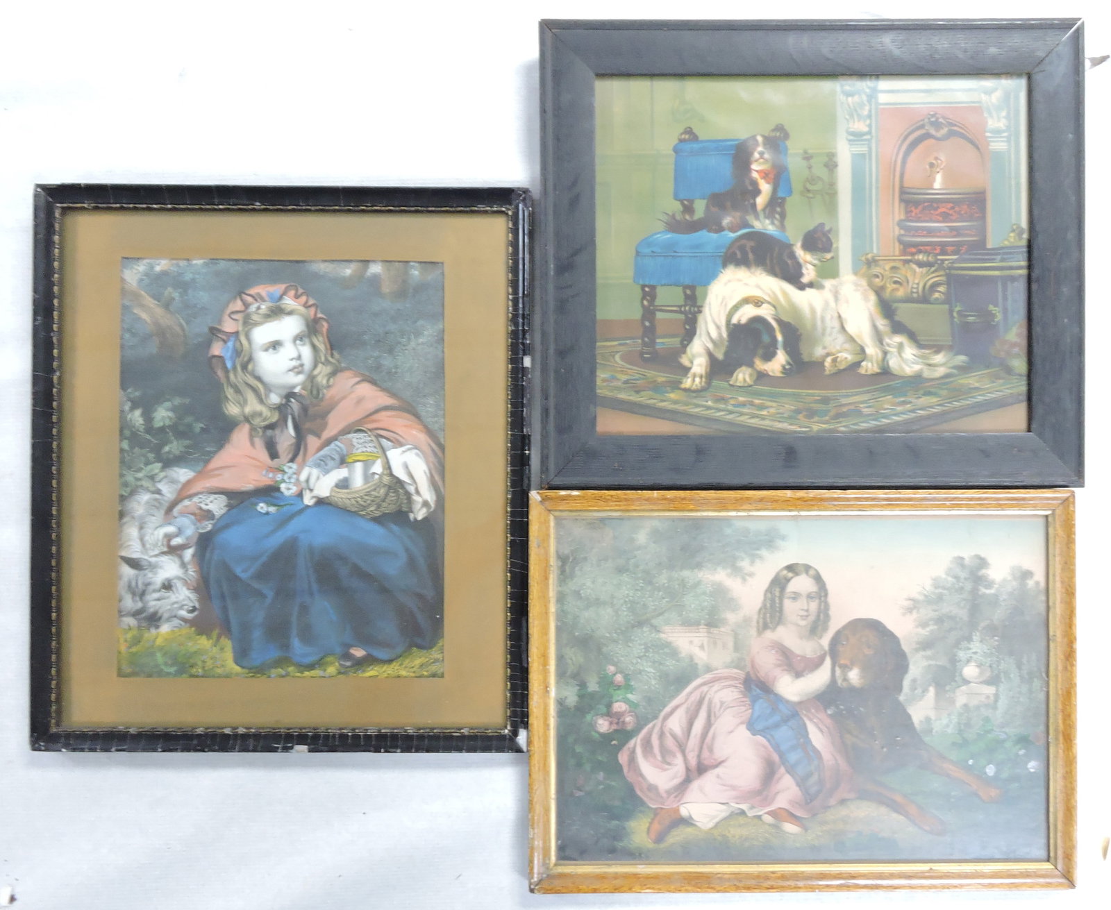 Lot of 3 early prints with dogs (1 of 1)