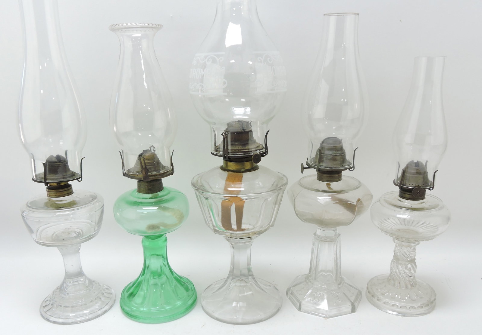 Lot of 5 oil lamps: .
