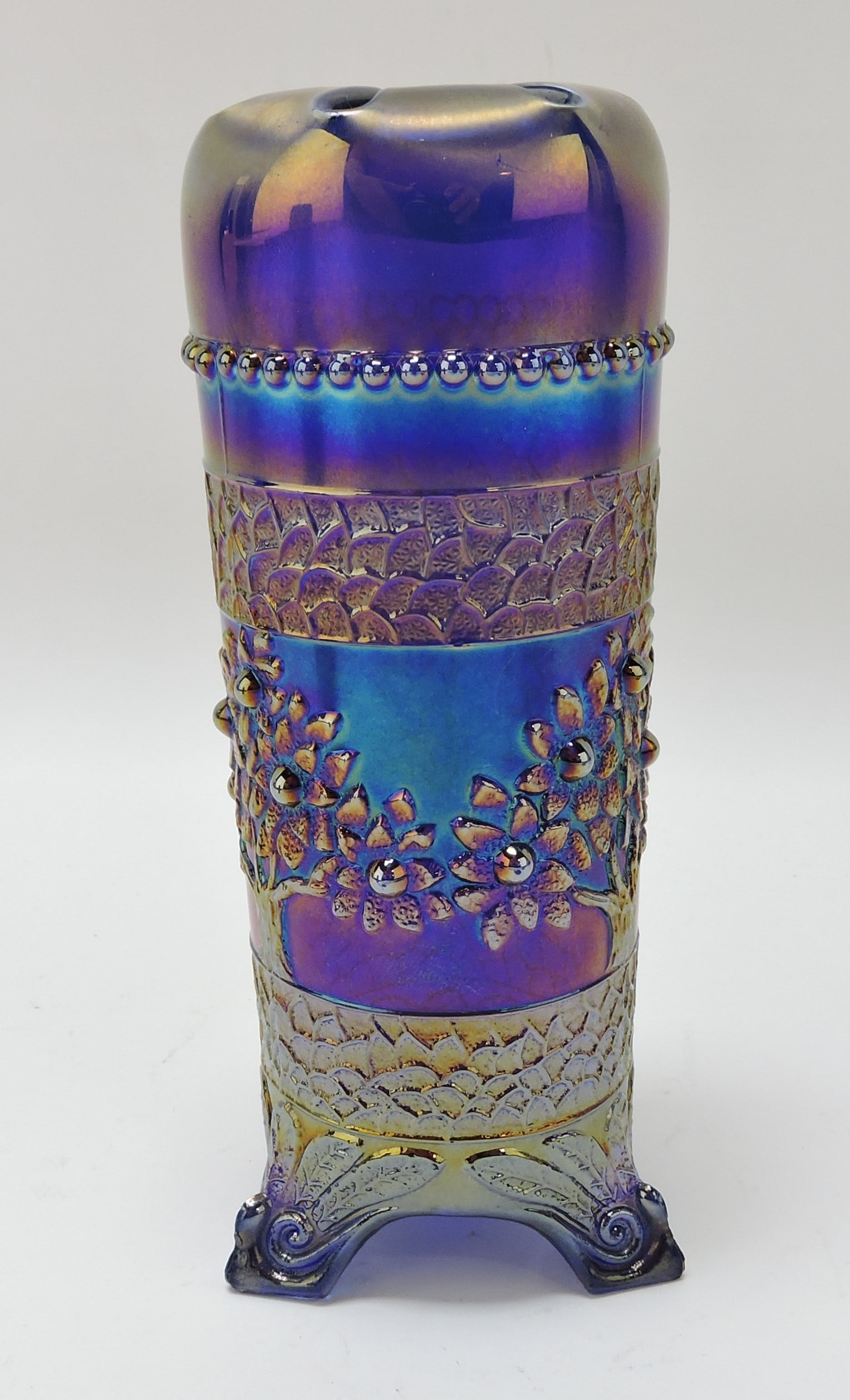 Fenton blue Orange Tree hat pin: holder