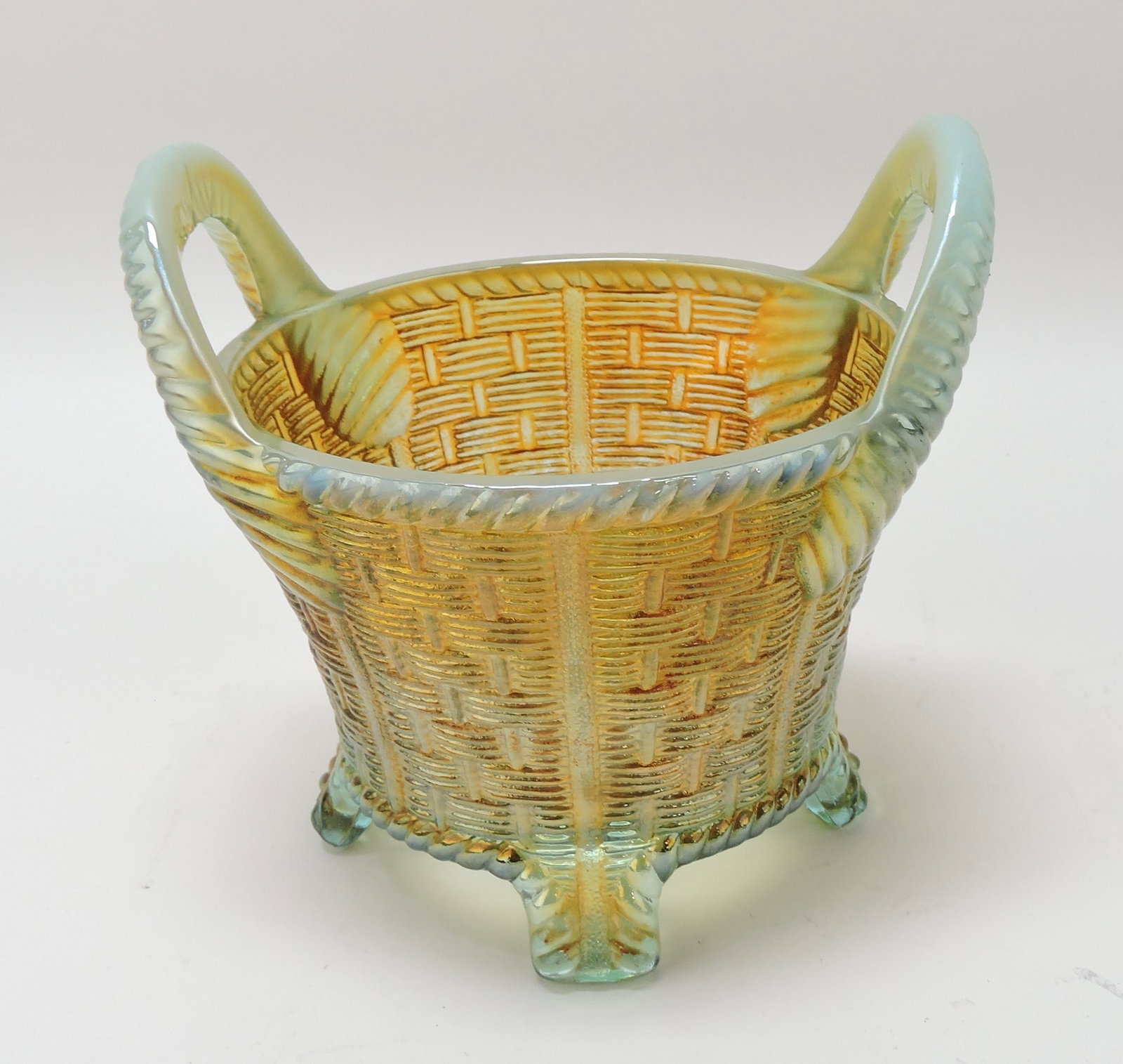 Northwood aqua opalescent bushel: basket
