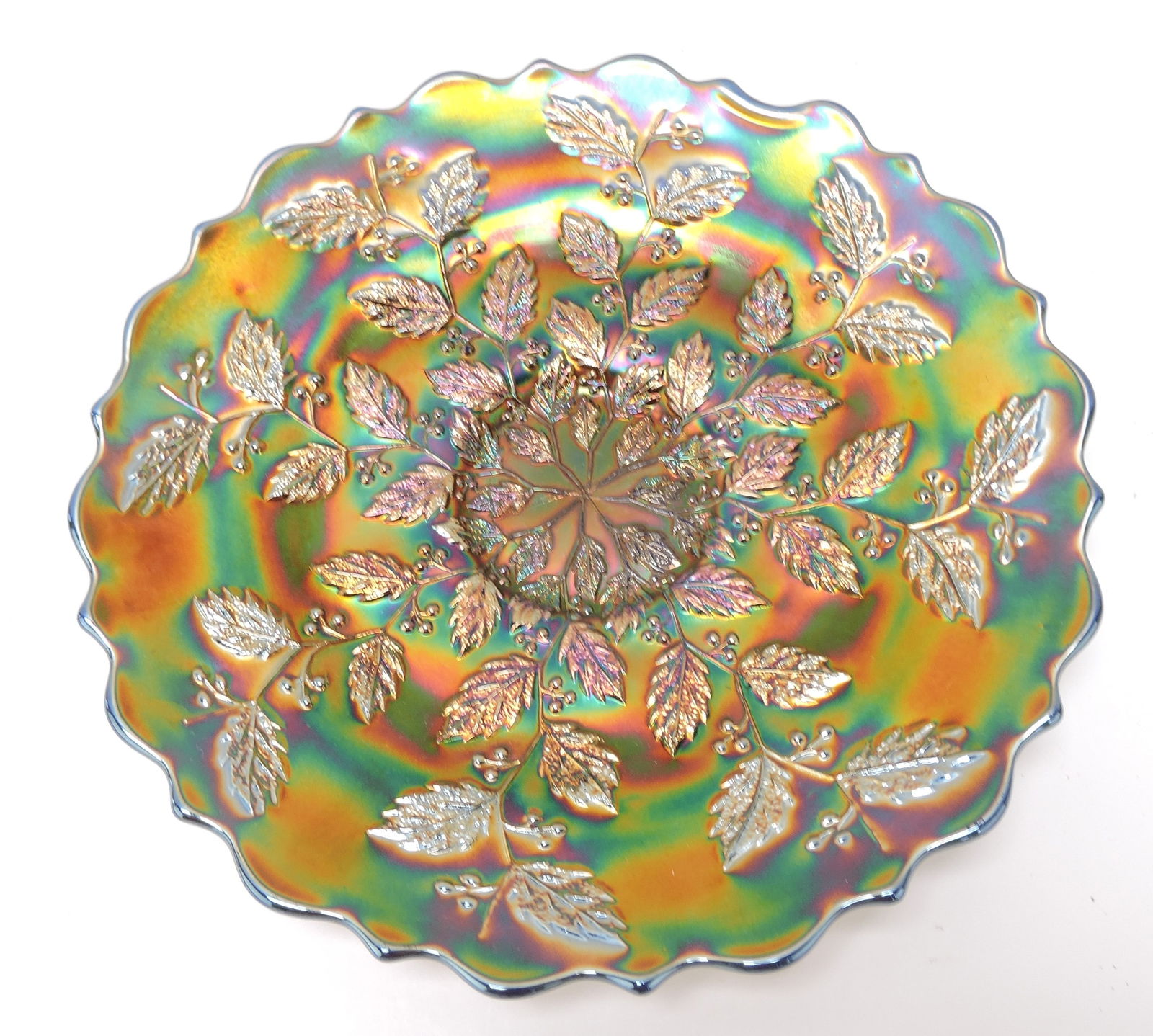 Fenton blue carnival glass Holly (1 of 1)