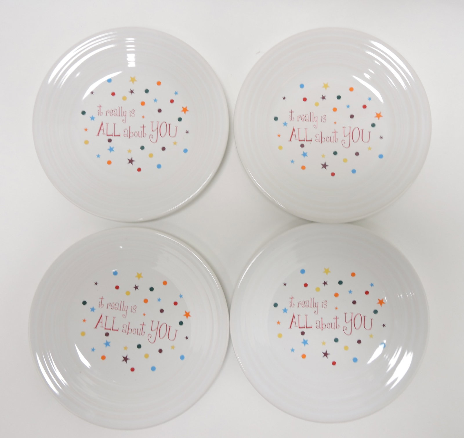 Fiesta Post 86 lot of 4 - 9" plates with: decal