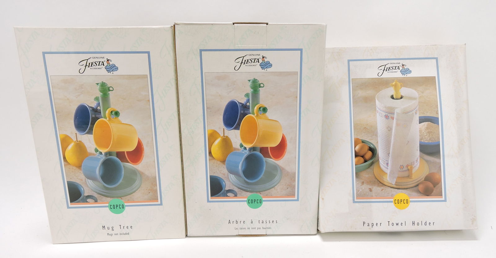Fiesta Post 86 lot of 2 mug trees and: paper towel holder