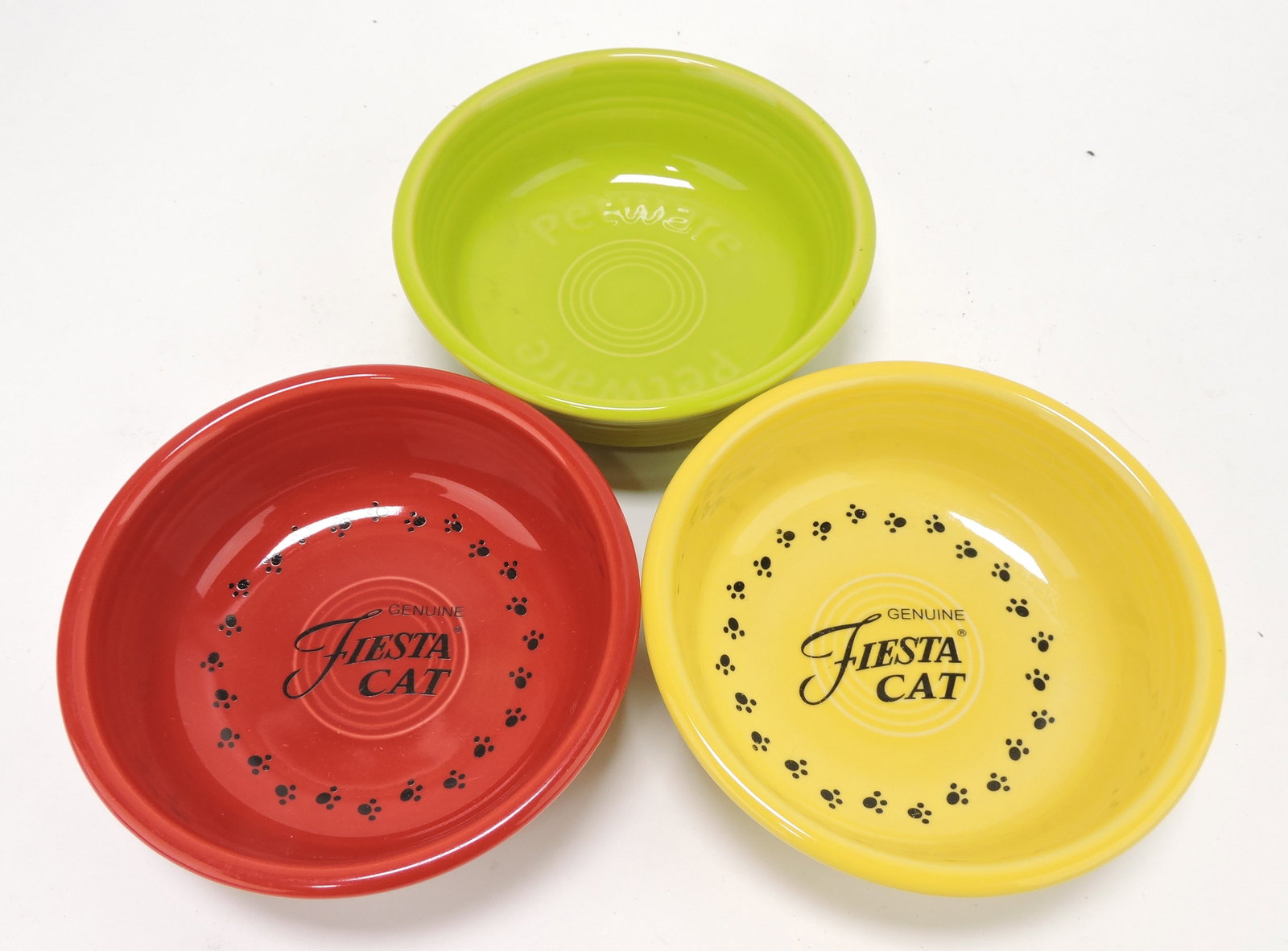 Fiesta Post 86 lot of 2 cat bowls and: 1 petware bowl