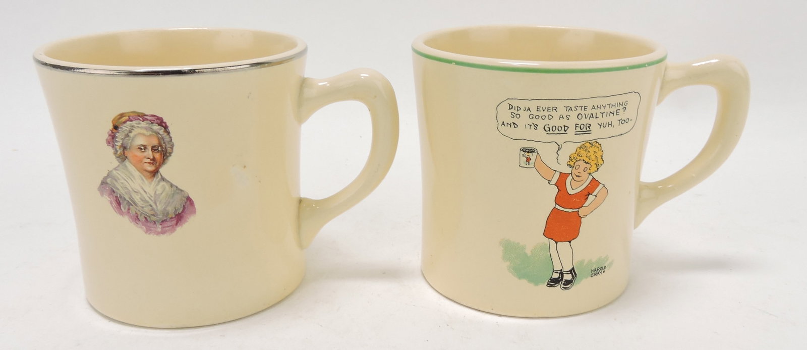 HLC Ovaltine mug and Washington: Bicentennial mug