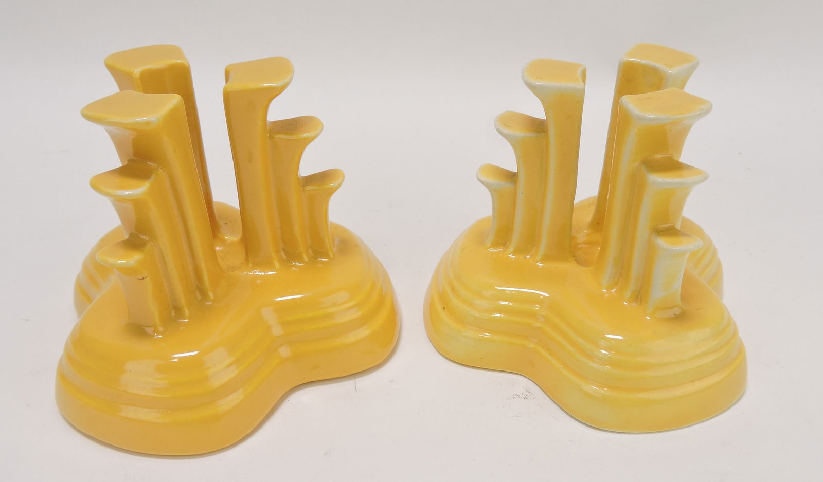 Fiesta pair tripod candle holders, (1 of 1)
