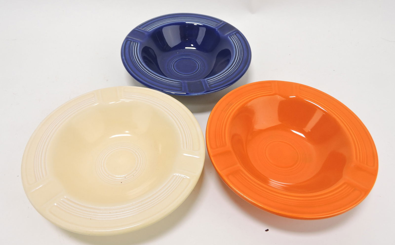 Fiesta ashtray group, red, cobalt, ivory (1 of 1)