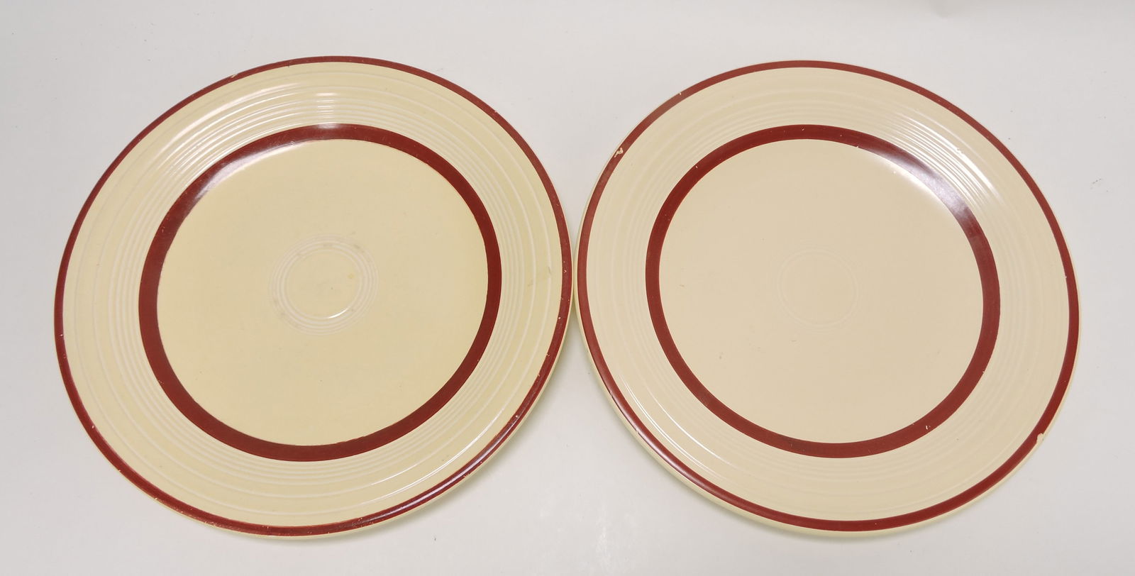 Fiesta 10" plate group: 2 ivory with maroon (1 of 1)