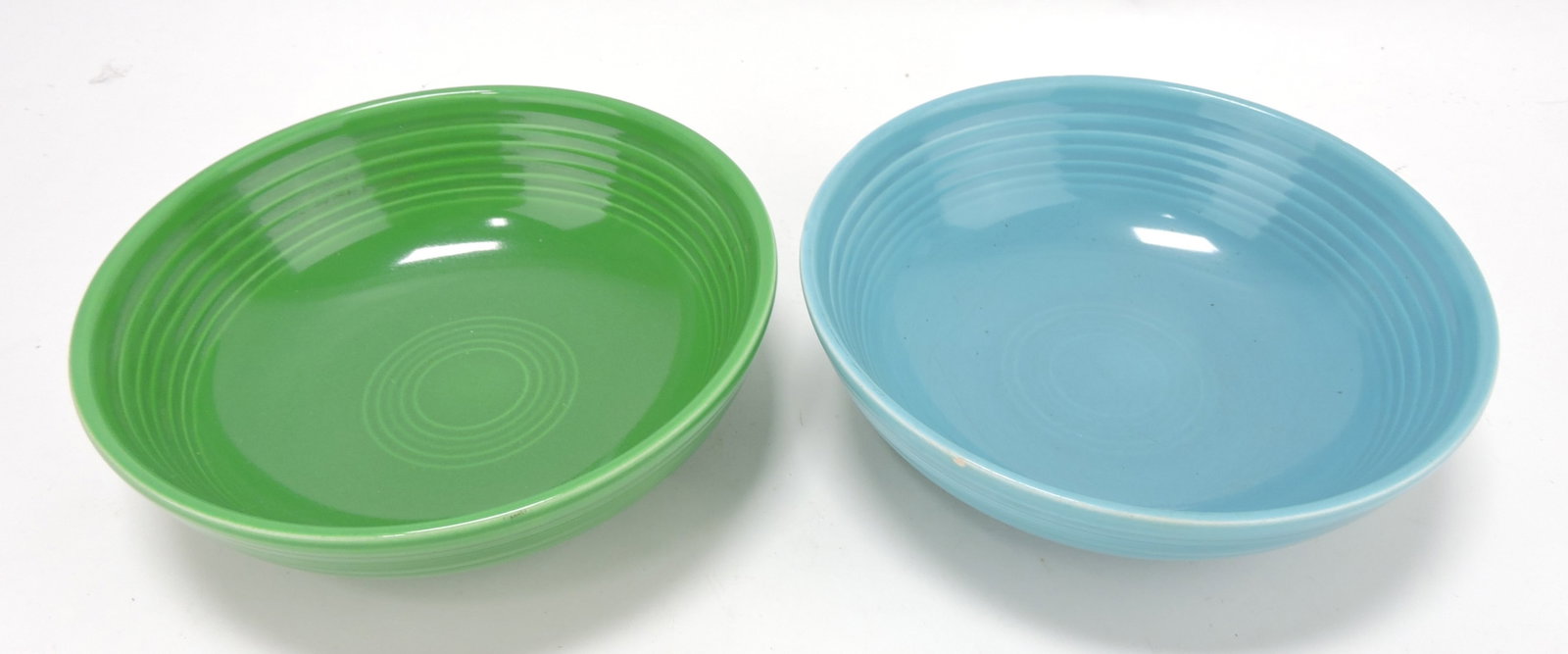 Fiesta individual salad bowl group:: medium green, turquoise, both with rim nicks