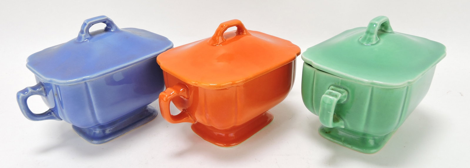 Riviera lot of 3 sugars: mauve blue,: red, green