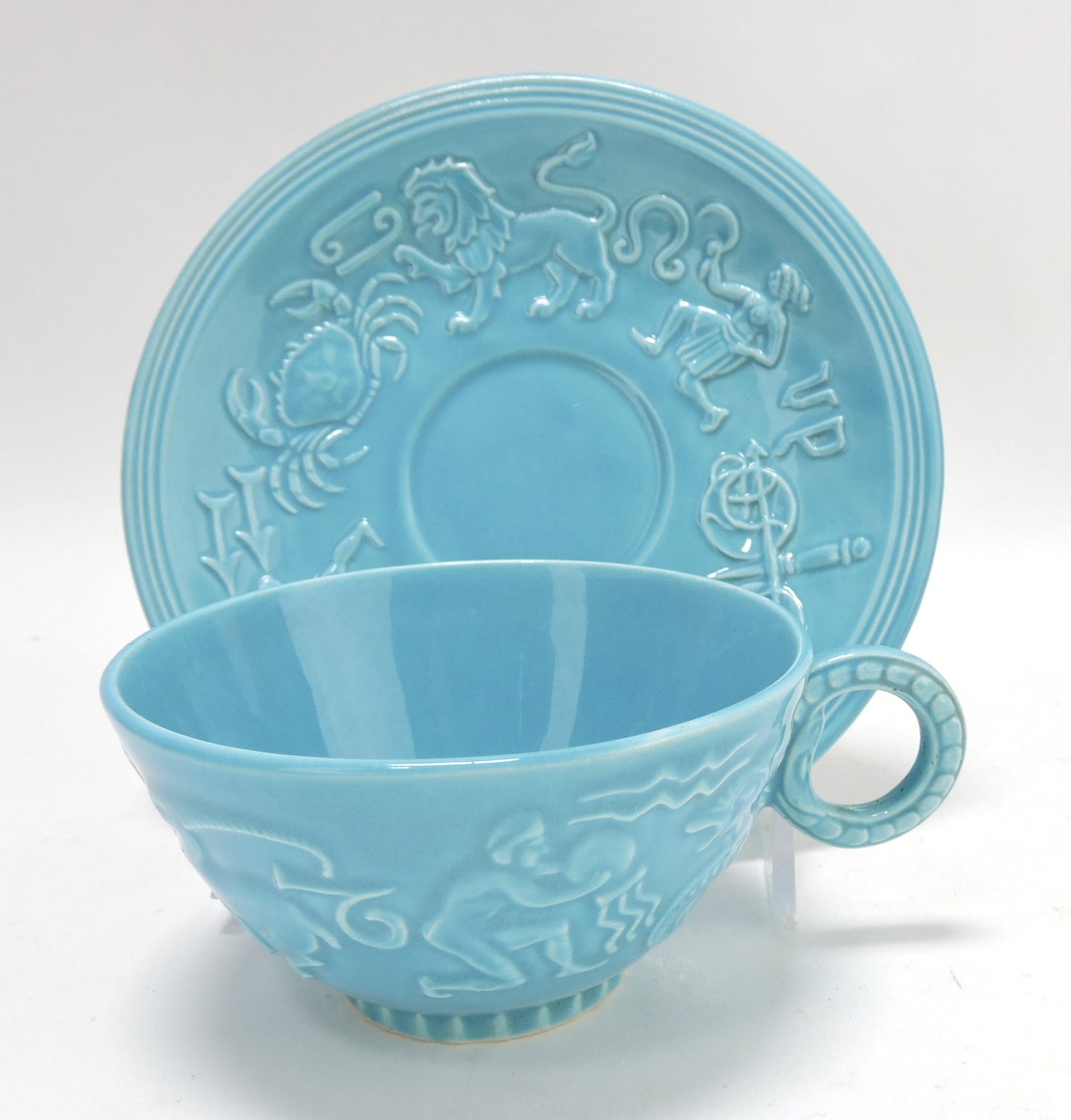 Fiesta World's Fair Zodiac cup & saucer,: turquoise