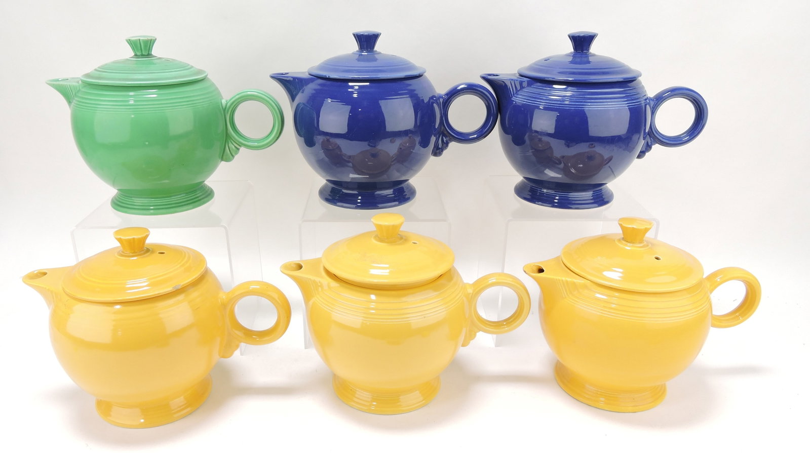 Fiesta large teapot group of 6,: various condition