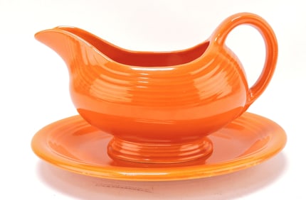 Fiesta Ironstone sauce boat and stand,