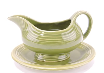 Fiesta Ironstone sauce boat and stand,