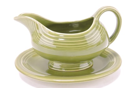 Fiesta Ironstone sauce boat and stand,