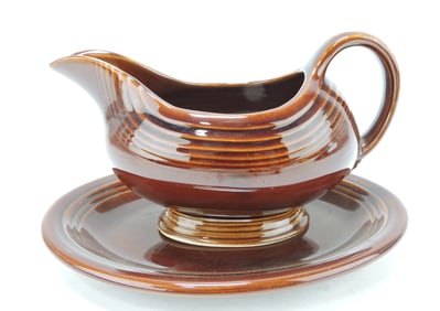 Fiesta Amberstone sauce boat and stand,
