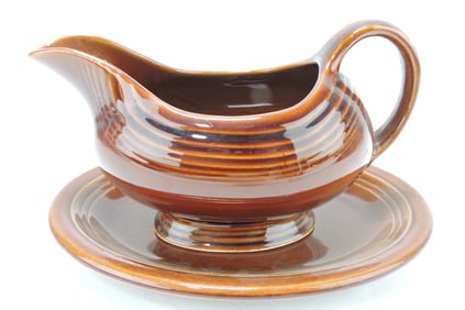 Fiesta Amberstone sauce boat and stand,