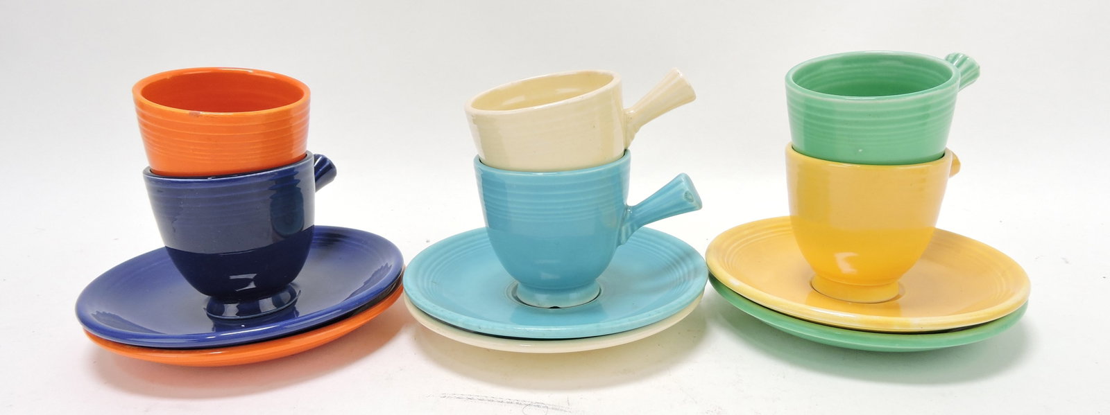 Fiesta demitasse cup & saucer group,: all 6 original colors, nicks to 4 cups