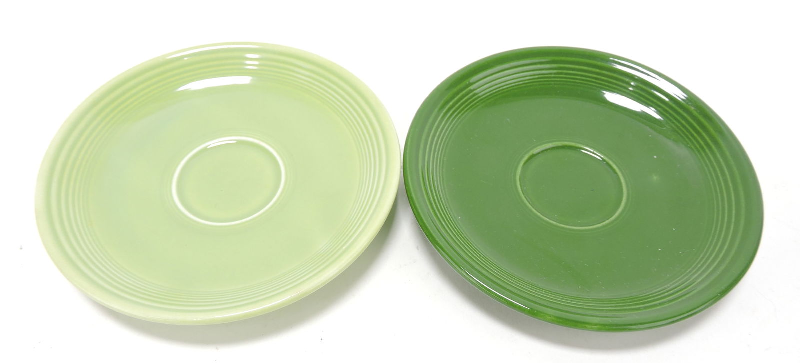 Fiesta demitasse saucers, chartreuse: and dark green