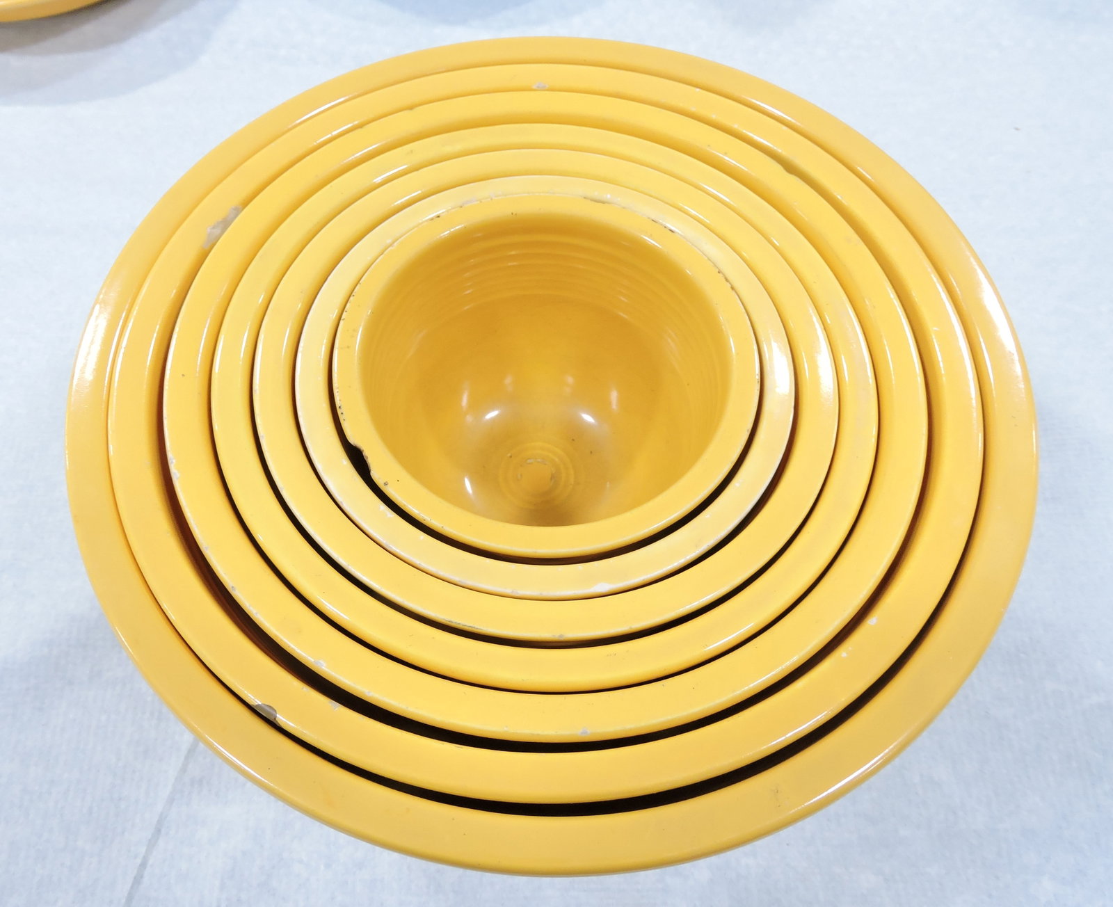Fiesta mixing bowl set, #1 to #7, yellow,: various condition