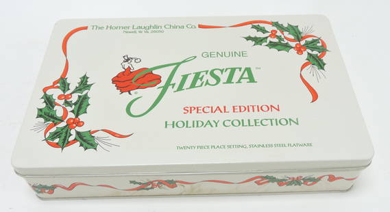 Fiesta Post 86 set of Christmas flatware,: 20 pc set, green handle, 10 1/2"x6 1/2"