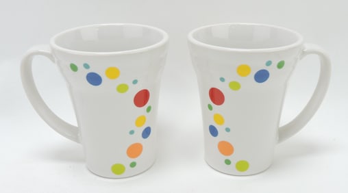 Fiesta Post 86 lot of 2 Dancing Dot mugs,