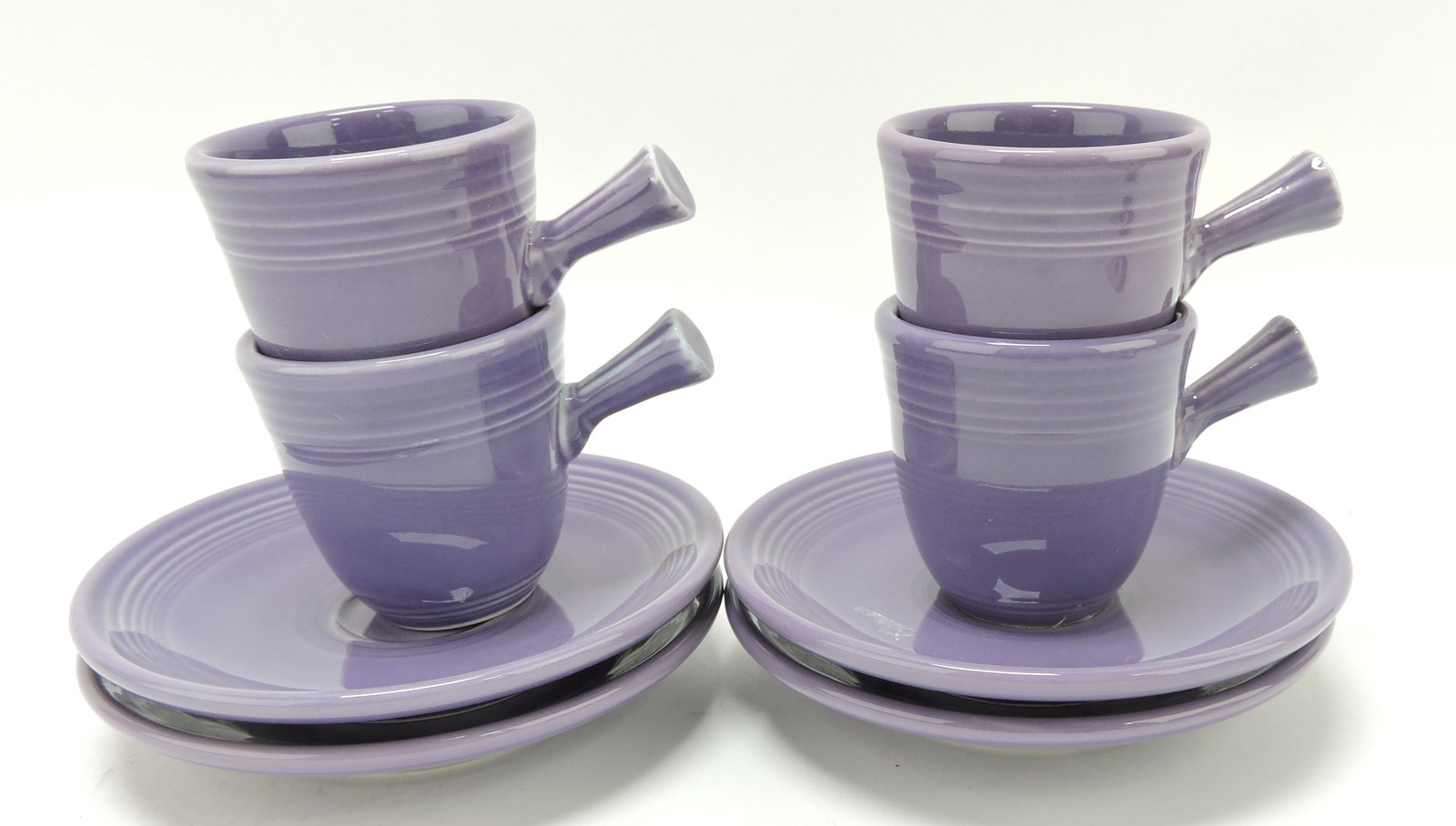 Fiesta Post 86 lot of 4 AD cups &: saucers, lilac