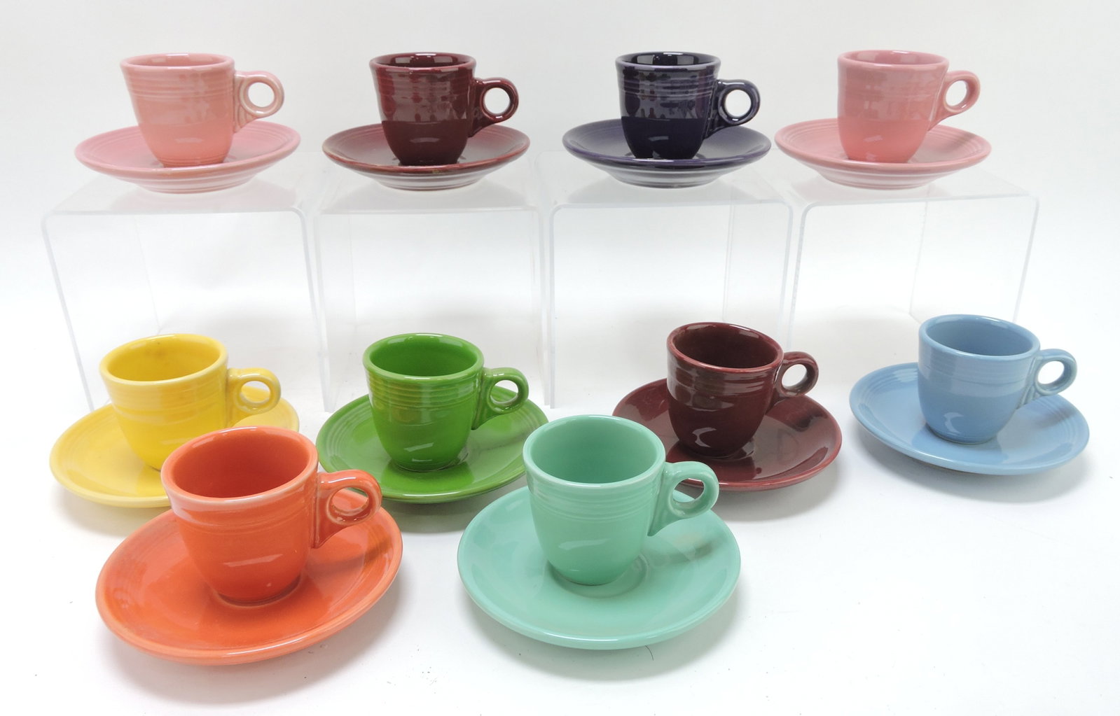Fiesta Post 86 lot of 10 AD cups & saucers,: mixed