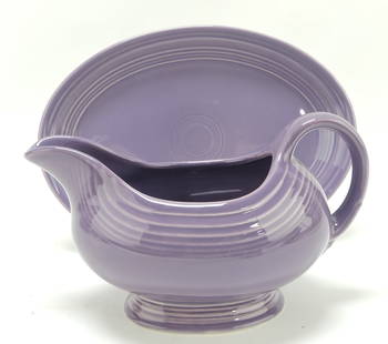 Fiesta Post 86 sauce boat and stand,: lilac, 5"h, 10 1/2"w