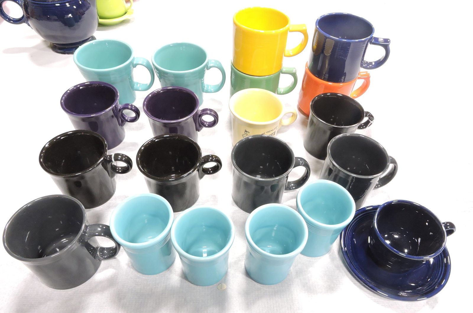 Fiesta Post 86 lot of 20 mugs, tumblers,: cup & saucer