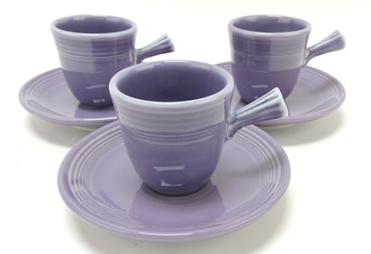 Fiesta Post 86 lot of 3 AD cups & saucers,