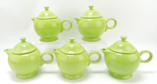 Fiesta Post 86 lot of 5 teapots, 7",