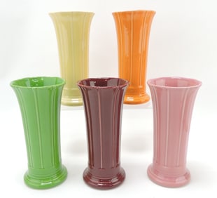 Fiesta Post 86 lot of 5 - 8" flower vases: