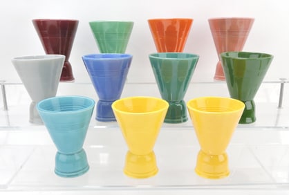 Harlequin lot of 11 double egg cups,
