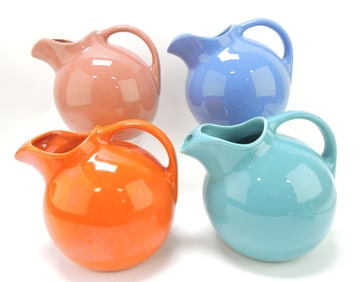 Harlequin lot of 4 service water jugs, 7 1/2"
