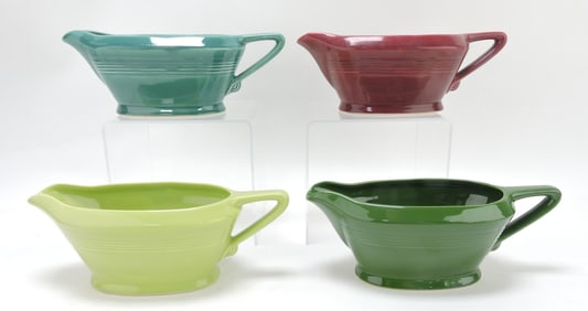 Harlequin lot of 4 sauce boats, 3"x8 1/2"