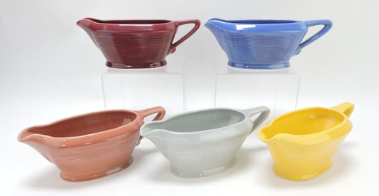 Harlequin lot of 5 sauce boats, 3"x8 1/2"