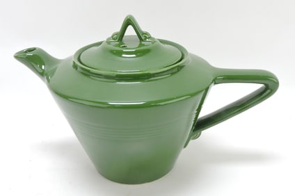 Harlequin teapot, 6", dark green