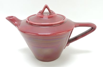 Harlequin teapot, 6", maroon