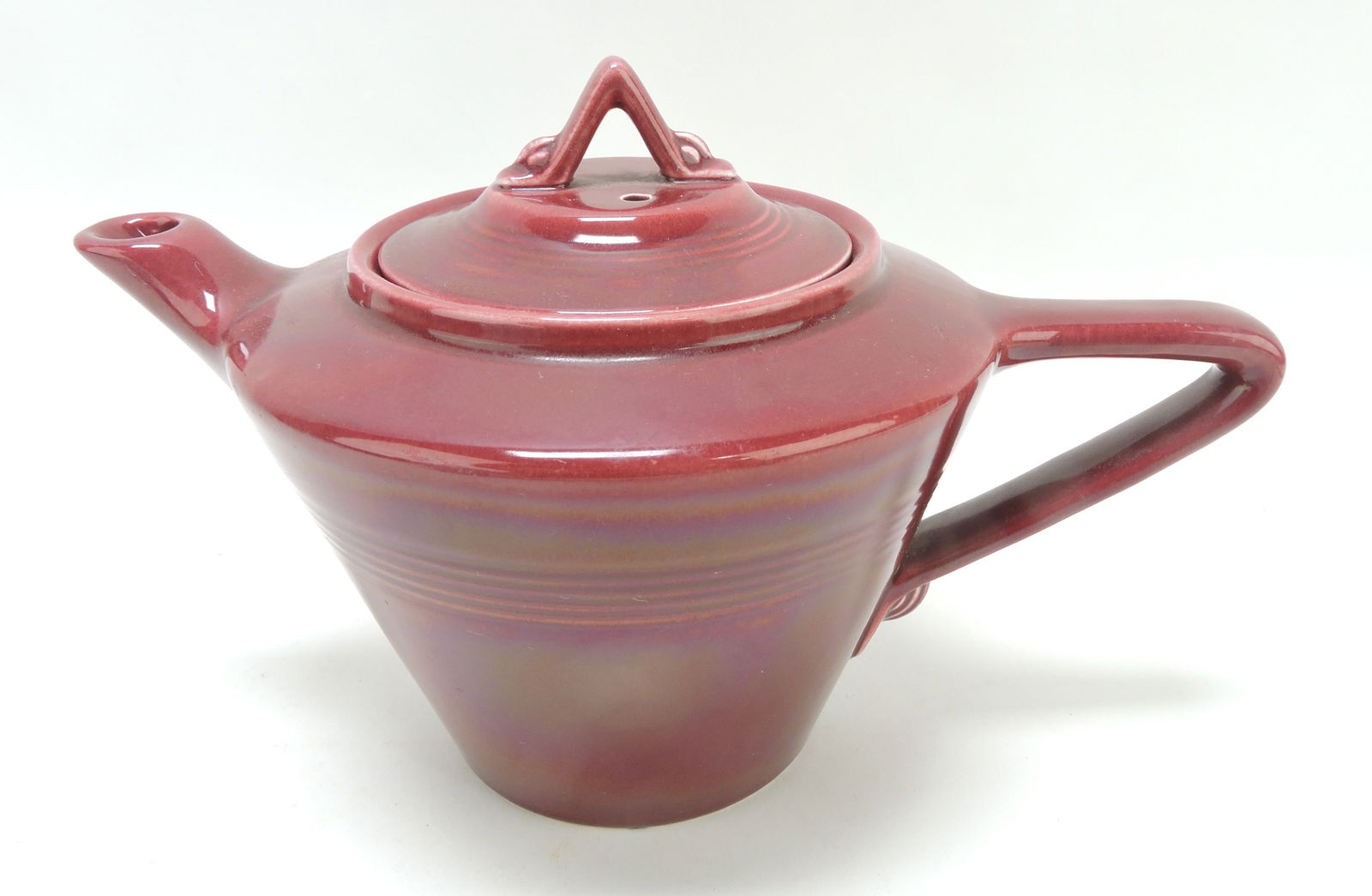 Harlequin teapot, 6", maroon (1 of 1)